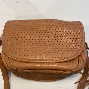Isaac Mizrahi genuine pebble leather crossbody bag.